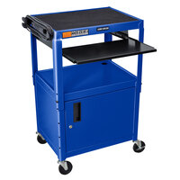 Luxor AVJ42KBC-RB Blue Mobile Computer Cart / Workstation 24 inch x 18 inch with Locking Cabinet and Keyboard Shelf