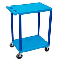 Luxor HE32-BU Blue 2 Shelf Utility Cart