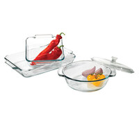 Anchor Hocking Oven Basics 2 Qt. Clear Glass Square Cake Pan with Cover 81932L20 - 3/Case