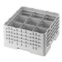 Cambro 9S800151 Soft Gray Camrack Customizable 9 Compartment 8 1/2 inch Glass Rack