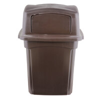 Continental 6452BN Colossus 45 Gallon Brown Square Trash Can and Two-Door Lid