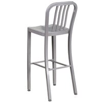 Flash Furniture CH-61200-30-SIL-GG 30 inch Silver Metal Indoor / Outdoor Bar Height Stool with Vertical Slat Back