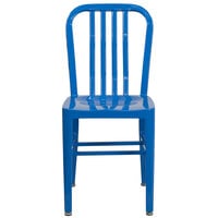 Flash Furniture CH-61200-18-BL-GG Blue Metal Indoor / Outdoor Chair with Vertical Slat Back