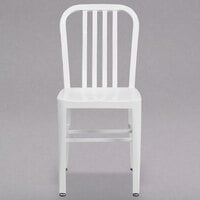 Flash Furniture CH-61200-18-WH-GG White Metal Indoor / Outdoor Chair with Vertical Slat Back