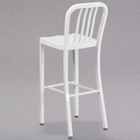 Flash Furniture CH-61200-30-WH-GG 30 inch White Metal Indoor / Outdoor Bar Height Stool with Vertical Slat Back