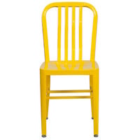 Flash Furniture CH-61200-18-YL-GG Yellow Metal Indoor / Outdoor Chair with Vertical Slat Back