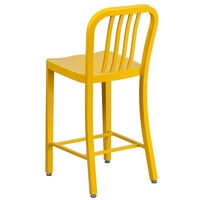 Flash Furniture CH-61200-24-YL-GG 24 inch Yellow Metal Indoor / Outdoor Counter Height Stool with Vertical Slat Back