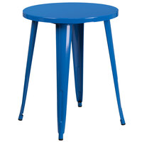 Flash Furniture CH-51080-29-BL-GG 24" Blue Metal Indoor / Outdoor Round Cafe Table
