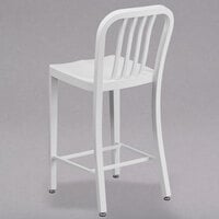 Flash Furniture CH-61200-24-WH-GG 24 inch White Metal Indoor / Outdoor Counter Height Stool with Vertical Slat Back