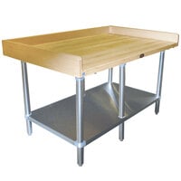 Advance Tabco BS-368 Wood Top Baker's Table with Stainless Steel Undershelf - 36 inch x 96 inch