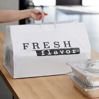 22 inch x 14 inch x 15 inch White Rigid Plastic Handled Shopper Bag with Fresh Flavor Printing   - 50/Case