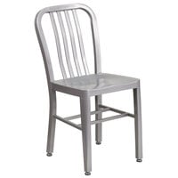 Flash Furniture CH-61200-18-SIL-GG Silver Metal Indoor / Outdoor Chair with Vertical Slat Back