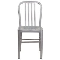 Flash Furniture CH-61200-18-SIL-GG Silver Metal Indoor / Outdoor Chair with Vertical Slat Back