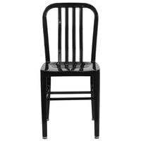 Flash Furniture CH-61200-18-BK-GG Black Metal Indoor / Outdoor Chair with Vertical Slat Back