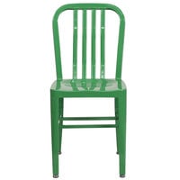Flash Furniture CH-61200-18-GN-GG Green Metal Indoor / Outdoor Chair with Vertical Slat Back