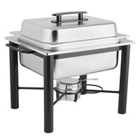 Choice 4 Qt. Half Size Wrought Iron Pillar Chafer Kit with Stainless Steel Cover and Plastic Handle