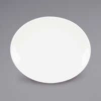 Tuxton VEH-094 Venice 9 1/2 inch x 7 3/4 inch Eggshell Oval Coupe China Platter - 24/Case