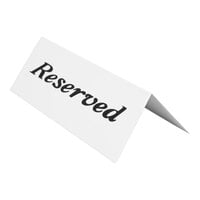 American Metalcraft 2600 5 inch x 1 1/2 inch Standard Weight Plastic Table Tent Reserved Sign - Double-Sided
