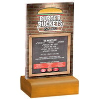 Menu Solutions WBCL-A 4" x 6" Clear Acrylic Table Tent with Solid Country Oak Wood Base