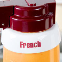 Tablecraft CM2 Imprinted White Plastic French Salad Dressing Dispenser Collar with Maroon Lettering