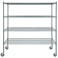 Regency 30 inch x 72 inch NSF Green Epoxy 4-Shelf Kit with 64 inch Posts and Casters