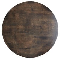 Lancaster Table & Seating 36" Round Recycled Wood Butcher Block Table Top with Espresso Finish
