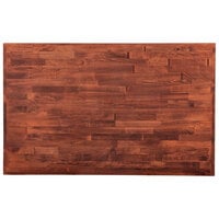 Lancaster Table & Seating 30 inch x 48 inch Recycled Wood Butcher Block Table Top with Mahogany Finish