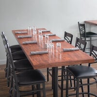Lancaster Table & Seating 30 inch x 96 inch Recycled Wood Butcher Block Table Top with Mahogany Finish