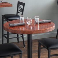 Lancaster Table & Seating 24 inch Round Recycled Wood Butcher Block Table Top with Mahogany Finish