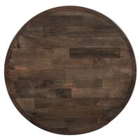 Lancaster Table & Seating 24 inch Round Recycled Wood Butcher Block Table Top with Espresso Finish