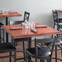 Lancaster Table & Seating 36 inch x 36 inch Recycled Wood Butcher Block Table Top with Mahogany Finish