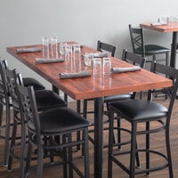Lancaster Table & Seating 30 inch x 72 inch Recycled Wood Butcher Block Table Top with Mahogany Finish
