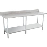 16 Gauge Advance Tabco KLAG-248-X 24 inch x 96 inch Stainless Steel Work Table with 5 inch Backsplash and Galvanized Undershelf