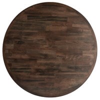Lancaster Table & Seating 30 inch Round Recycled Wood Butcher Block Table Top with Espresso Finish