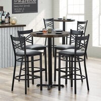 Lancaster Table & Seating 30 inch Round Recycled Wood Butcher Block Table Top with Espresso Finish