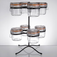 Tablecraft 8 Compartment Condiment Jar Stand with 11.5 oz. Glass Jars
