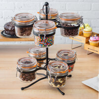Tablecraft 8 Compartment Condiment Jar Stand with 11.5 oz. Glass Jars