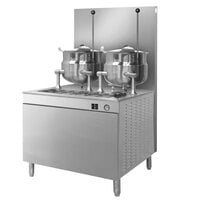 Cleveland 36-GM-K1010-300 Liquid Propane (2) 10 Gallon Tilting 2/3 Steam Jacketed Kettles with Modular Generator Base - 300,000 BTU