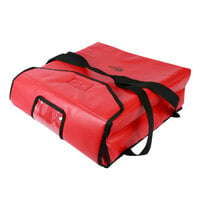 Sterno 72608 Red Medium Insulated Vinyl Delivery Pizza Carrier, 19 inch x 19 inch x 7 inch - Holds (3) 16 inch Pizzas