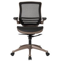 Flash Furniture BL-8801X-GG Mid-Back Transparent Black Mesh Executive Swivel Chair with Melrose Gold Frame and Flip Up Arms