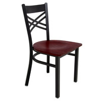 Lancaster Table & Seating Black Finish Cross Back Chair with Mahogany Wood Seat