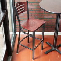 Lancaster Table & Seating Mahogany Finish Bar Height Bistro Chair - Detached Seat