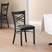 Lancaster Table & Seating Black Cross Back Chair with 2 1/2 inch Padded Seat - Detached Seat