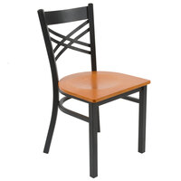 Lancaster Table & Seating Black Cross Back Chair with Cherry Wood Seat - Detached Seat