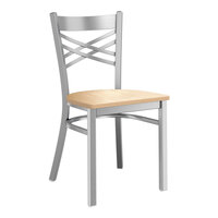 Lancaster Table & Seating Clear Coat Finish Cross Back Chair with Natural Wood Seat - Assembled