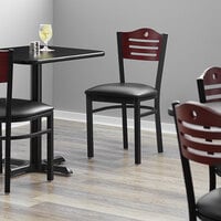 Lancaster Table & Seating Mahogany Finish Bistro Dining Chair with 1 1/2 inch Padded Seat - Detached Seat