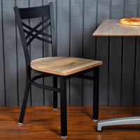 Lancaster Table & Seating Black Cross Back Chair with Driftwood Seat - Detached Seat