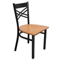 Lancaster Table & Seating Cross Back Black Chair with Natural Seat - Detached Seat