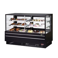 Turbo Air TCGB-72UF-CO-B-N Black 72" Flat Glass Refrigerated and Dry Two Section Bakery Display Case