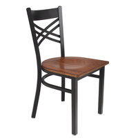 Lancaster Table & Seating Black Cross Back Chair with Antique Walnut Seat - Detached Seat